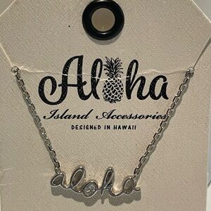 Adjustable Aloha Script Silver Bracelet with Bling in the “o”